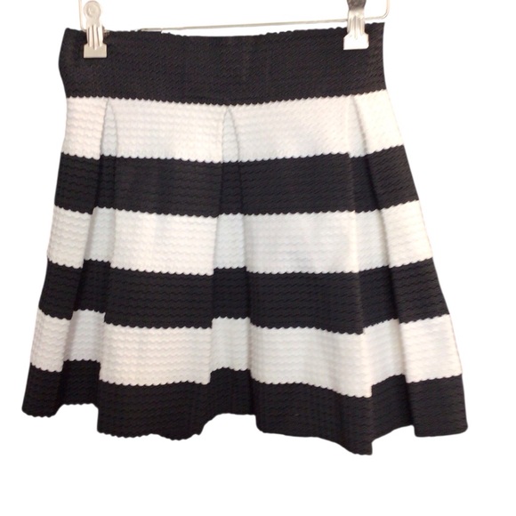 Black and White Skater Mini Skirt with Pleats - Picture 2 of 5